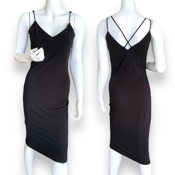 AMBIANCE BLACK SPAGHETTI STRAP BODYCON PARTY COCKTAIL DRESS. WOMEN’S SIZ… - Picture 1 of 8